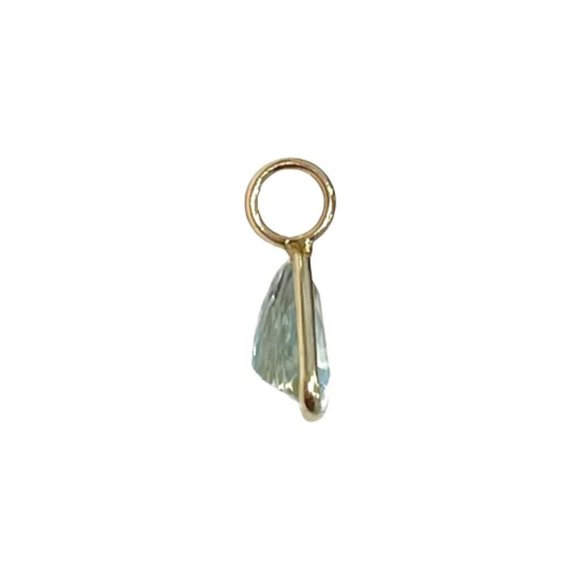 Solid 14k yellow Gold Aquamarine Pendant Charm 13 x 8 mm. - Picture 2 of 4